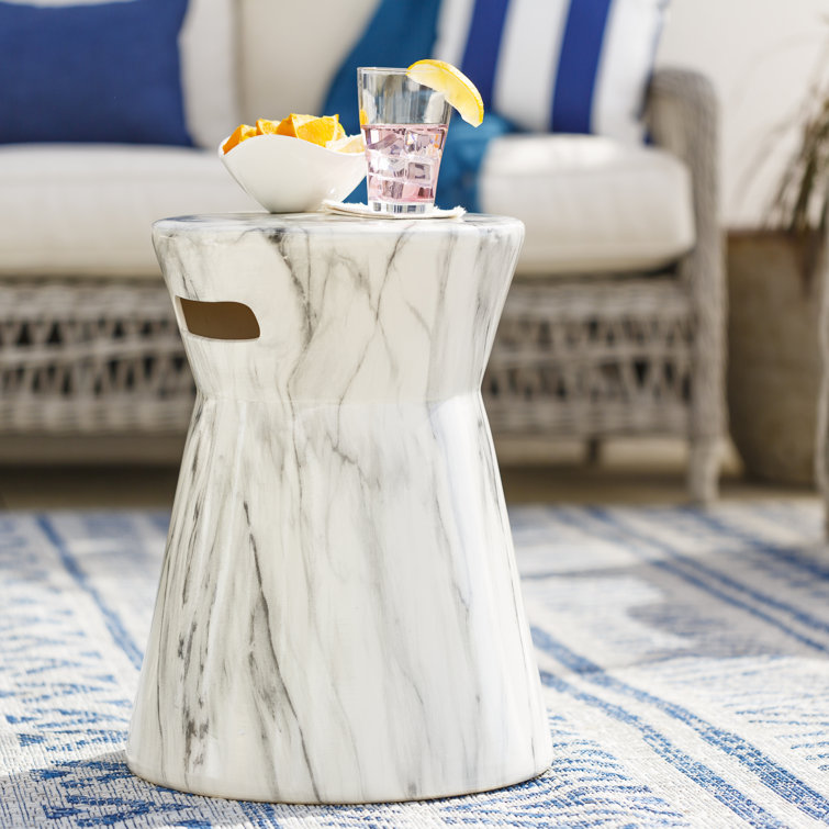 Ceramic Accent Stool Color Gray White